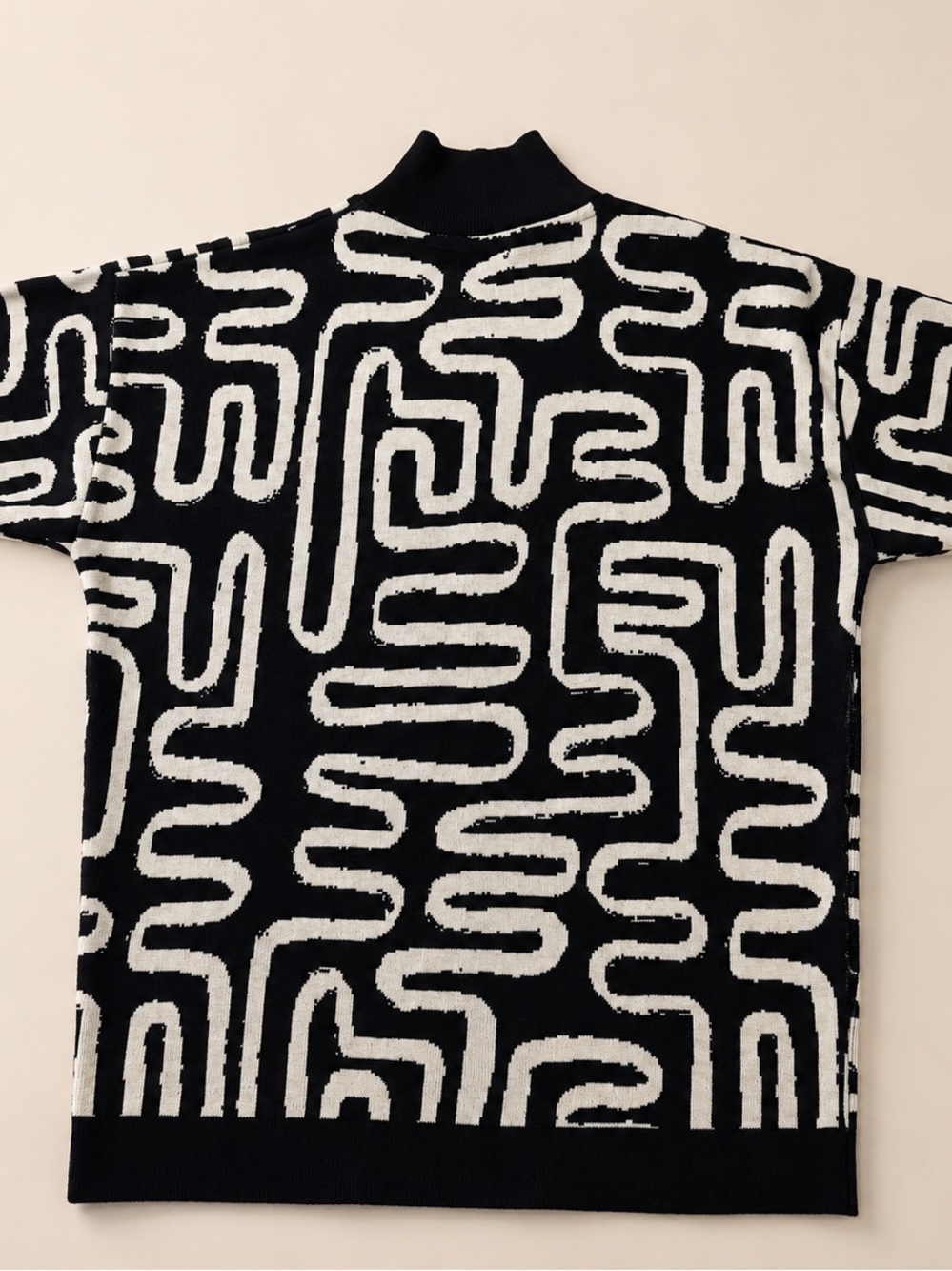 Black & White Geometric Knit Men's Sweater - Picture 2 of 2